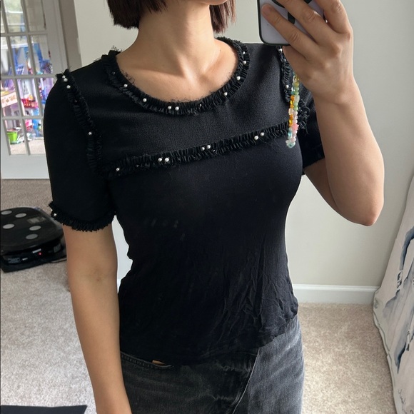 Zara faux pearl detailed top. Fits XS - Picture 6 of 7